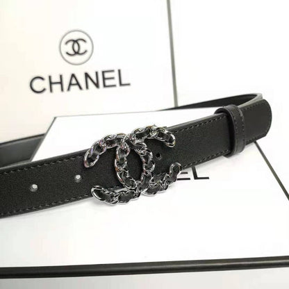 ESMEE - Designer Metal and Leather Buckle Belt Black