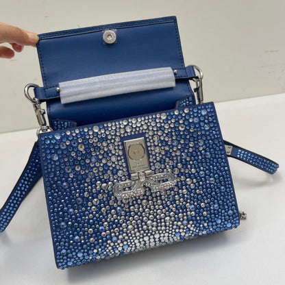 ESMEE - Crystal Mini Sequin Top Handle Bag Blue/Silver