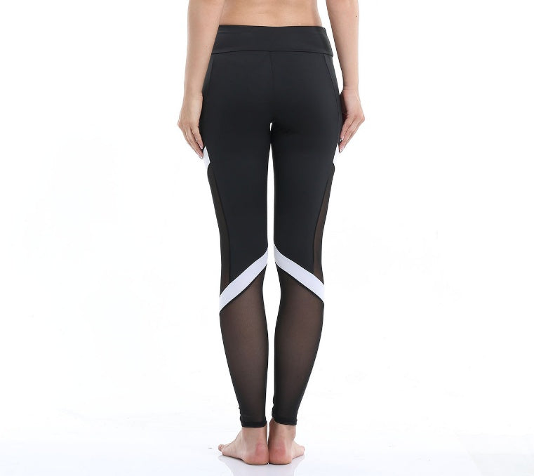 Two-Section Mesh High Waist Elastic Breathable Hip Yoga Pants