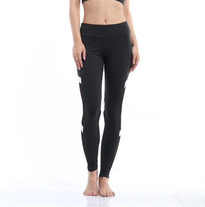 Two-Section Mesh High Waist Elastic Breathable Hip Yoga Pants