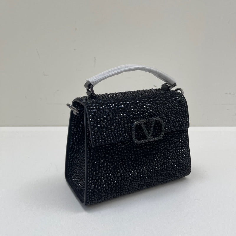 ESMEE - Crystal Mini Sequin Top Handle Bag Black