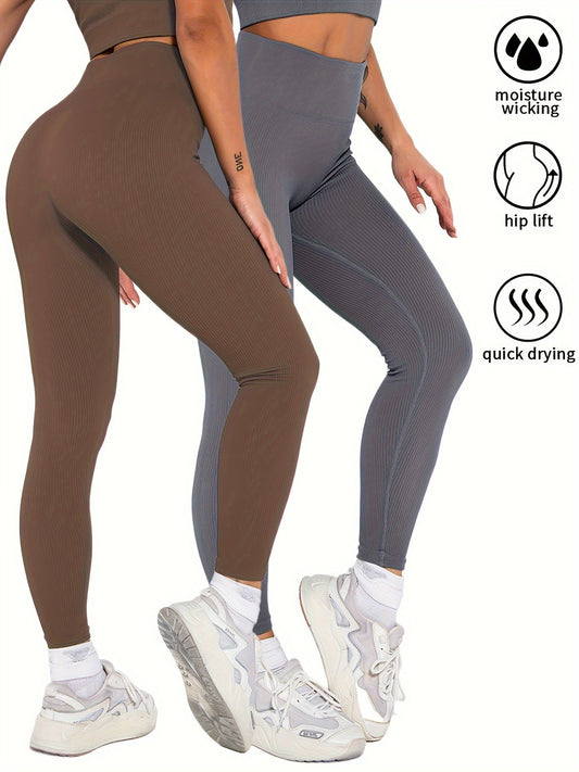 2 Pack Women's Seamless Ribbed Leggings