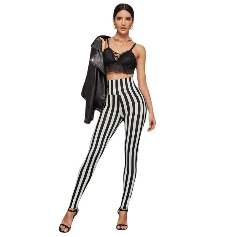 Vertical Stripes High Waist Leggings