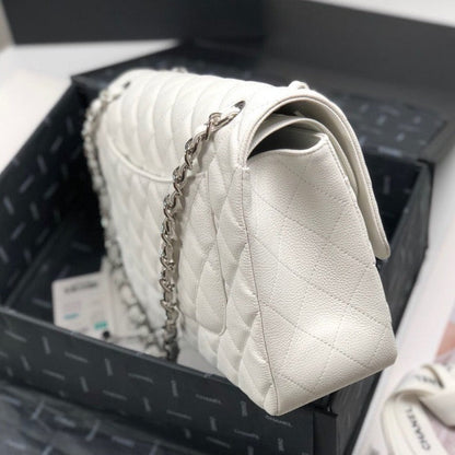 ESMEE - Caviar Classic Double Flap Bag White