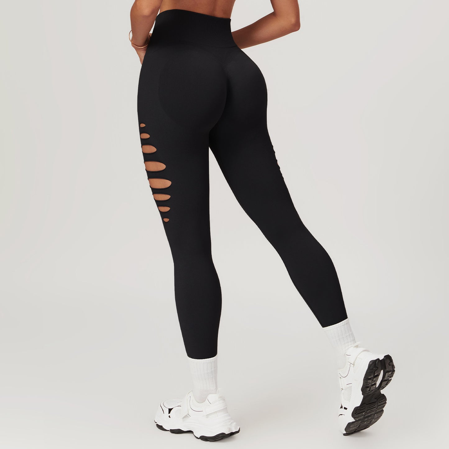 Seamless Hollow Peach Hip Fitness Leggings