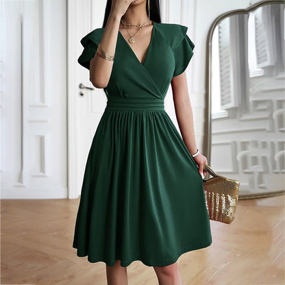 Elegant V-Neck Midi Dress