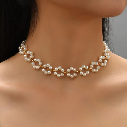 Ins Pearl Flower Necklace