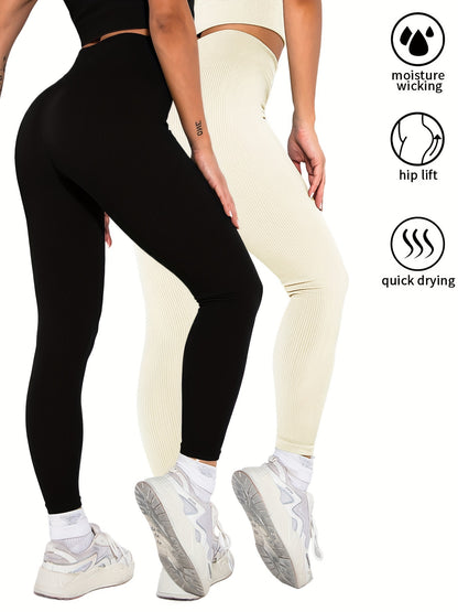 2 Pack Women's Seamless Ribbed Leggings