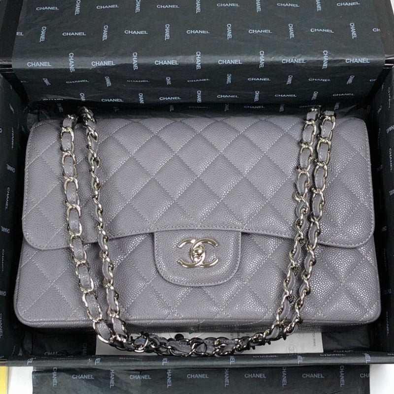 ESMEE - Caviar Classic Double Flap Bag Grey