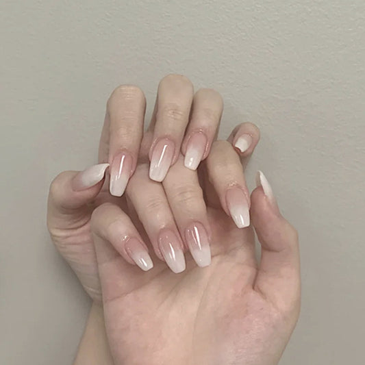 Ballet White Gradient Wearable False Nails