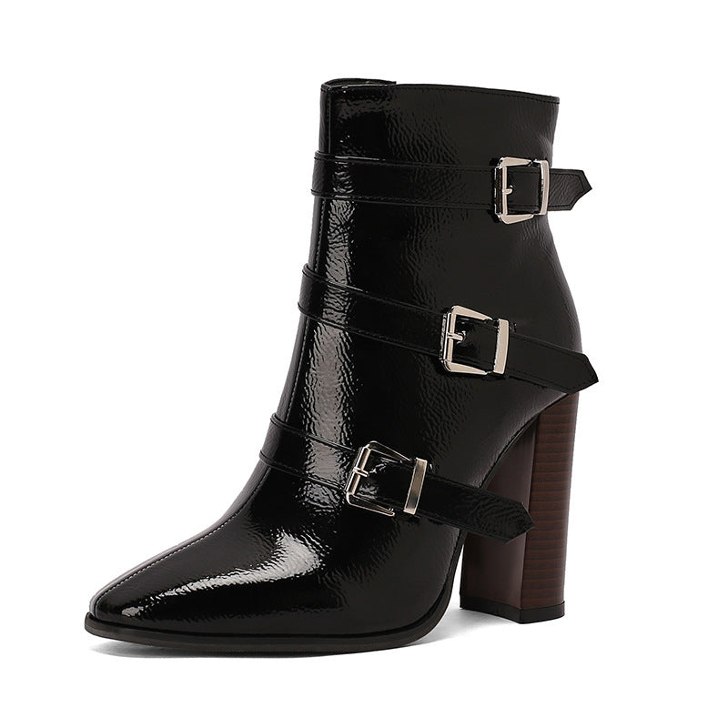 High-Heel Belt Buckle Booties