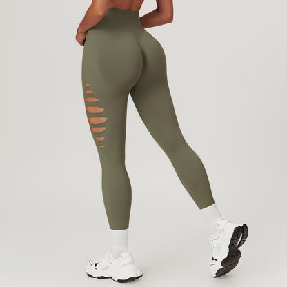 Seamless Hollow Peach Hip Fitness Leggings