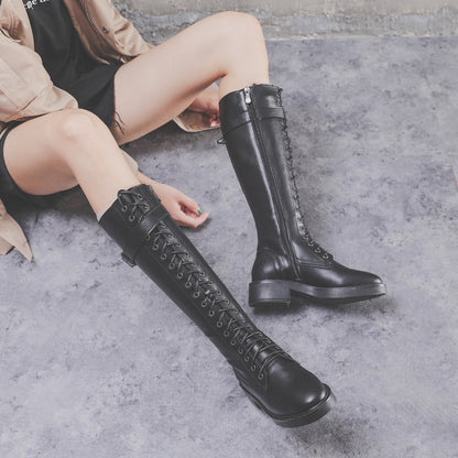 Long High Flat Boots with Velvet Lining