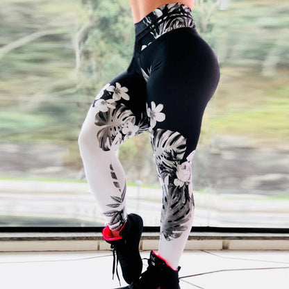 Gradient Gypsophila Digital Printing Yoga Pants