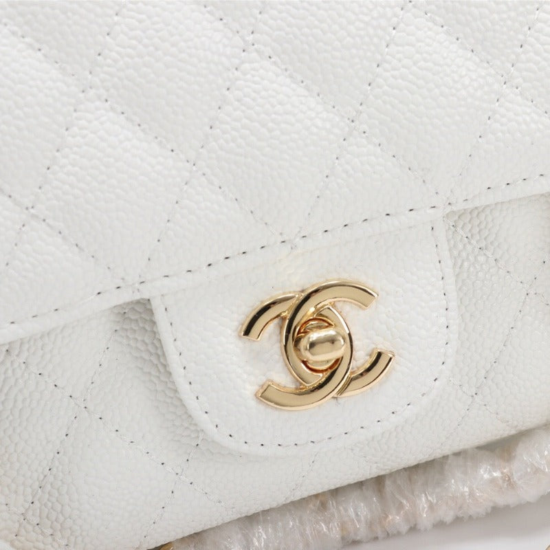 ESMEE - Caviar Classic Double Flap Bag White