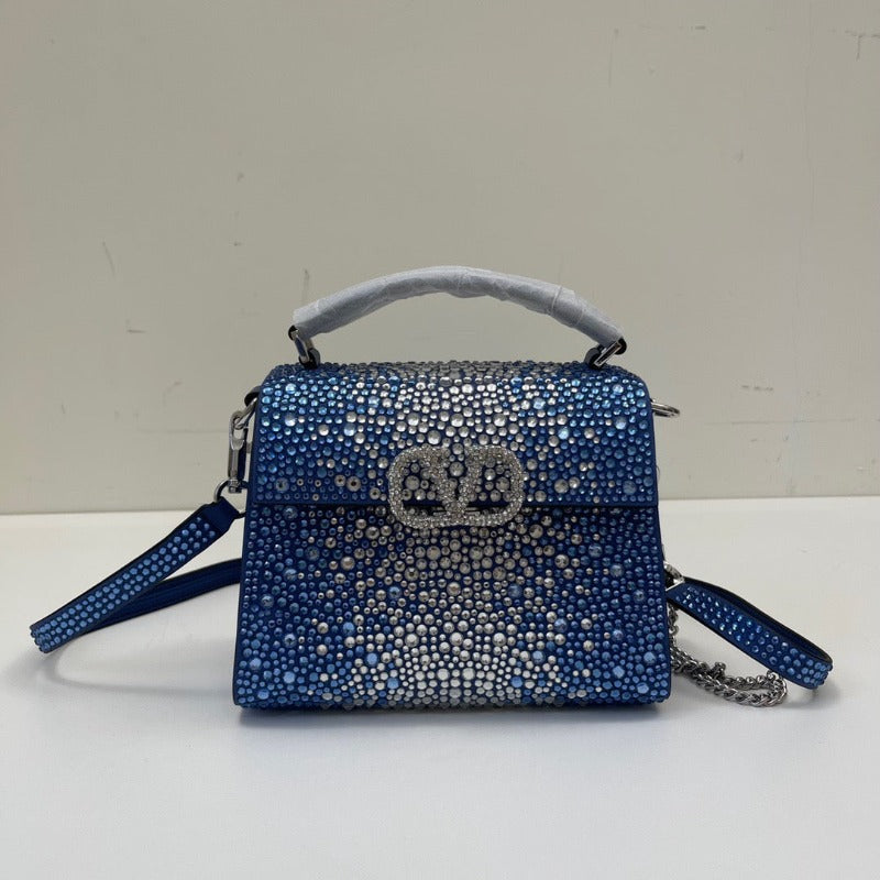 ESMEE - Crystal Mini Sequin Top Handle Bag Blue/Silver