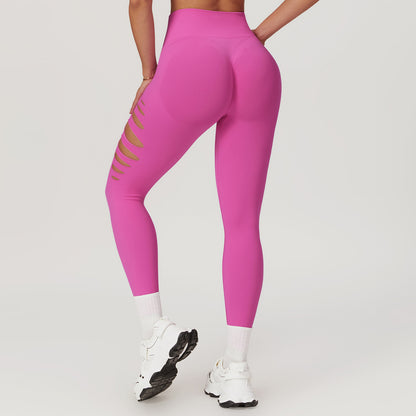 Seamless Hollow Peach Hip Fitness Leggings