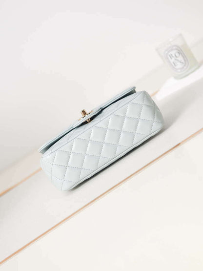 ESMEE - Camellia Embossed Flap Bag With top Handle Light Blue