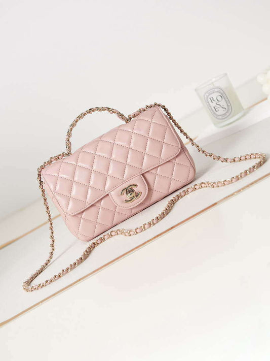 ESMEE - Camellia Embossed Flap Bag With top Handle Pink