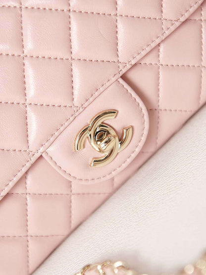 ESMEE - Camellia Embossed Flap Bag With top Handle Pink