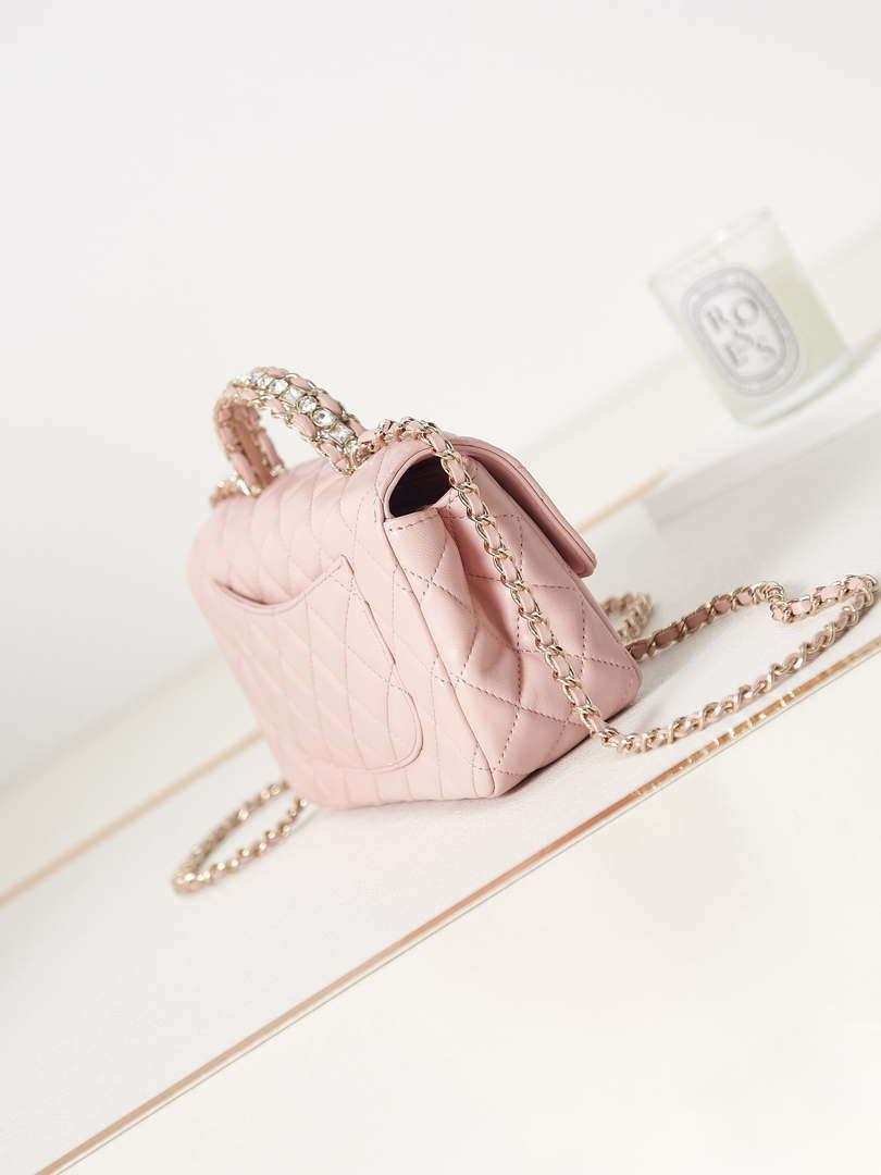 ESMEE - Camellia Embossed Flap Bag With top Handle Pink