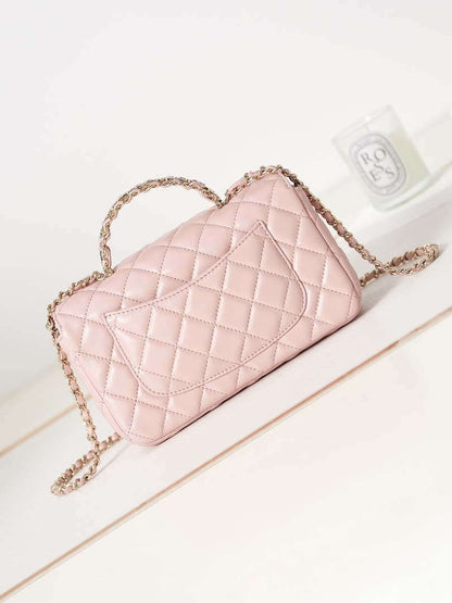 ESMEE - Camellia Embossed Flap Bag With top Handle Pink