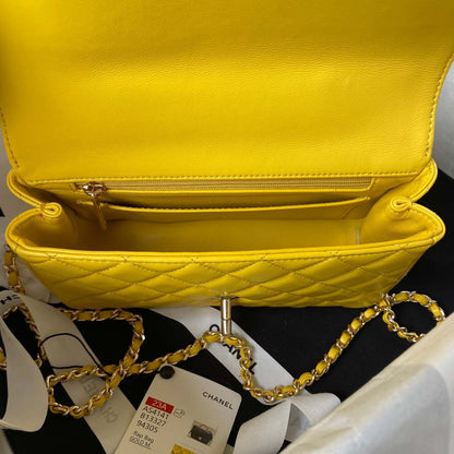 ESMEE - Camellia Embossed With top Handle Bag Yellow