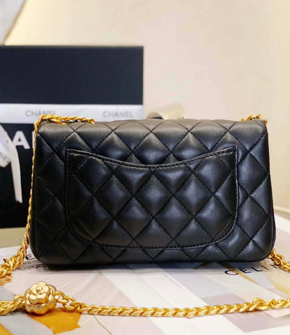 ESMEE - Camellia Lambskin Classic Flap Bag Black