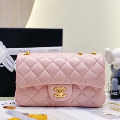 ESMEE - Camellia Lambskin Classic Flap Bag Pink