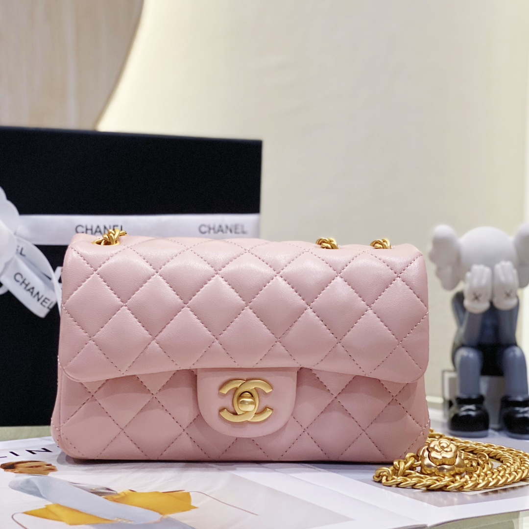 ESMEE - Camellia Lambskin Classic Flap Bag Pink