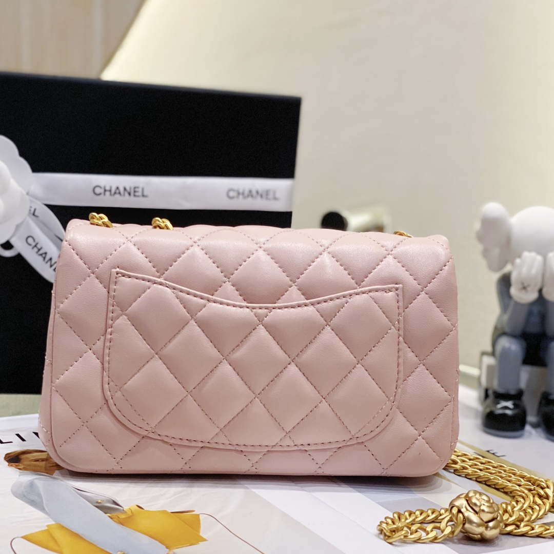 ESMEE - Camellia Lambskin Classic Flap Bag Pink