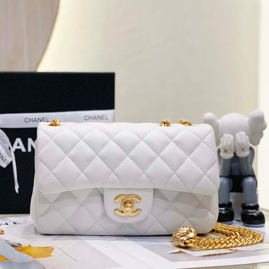 ESMEE - Camellia Lambskin Classic Flap Bag White