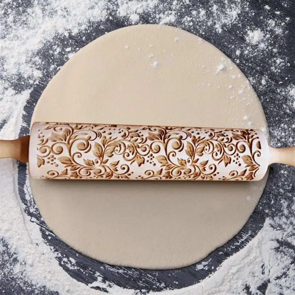 Christmas Engraved Wooden Rolling Pin