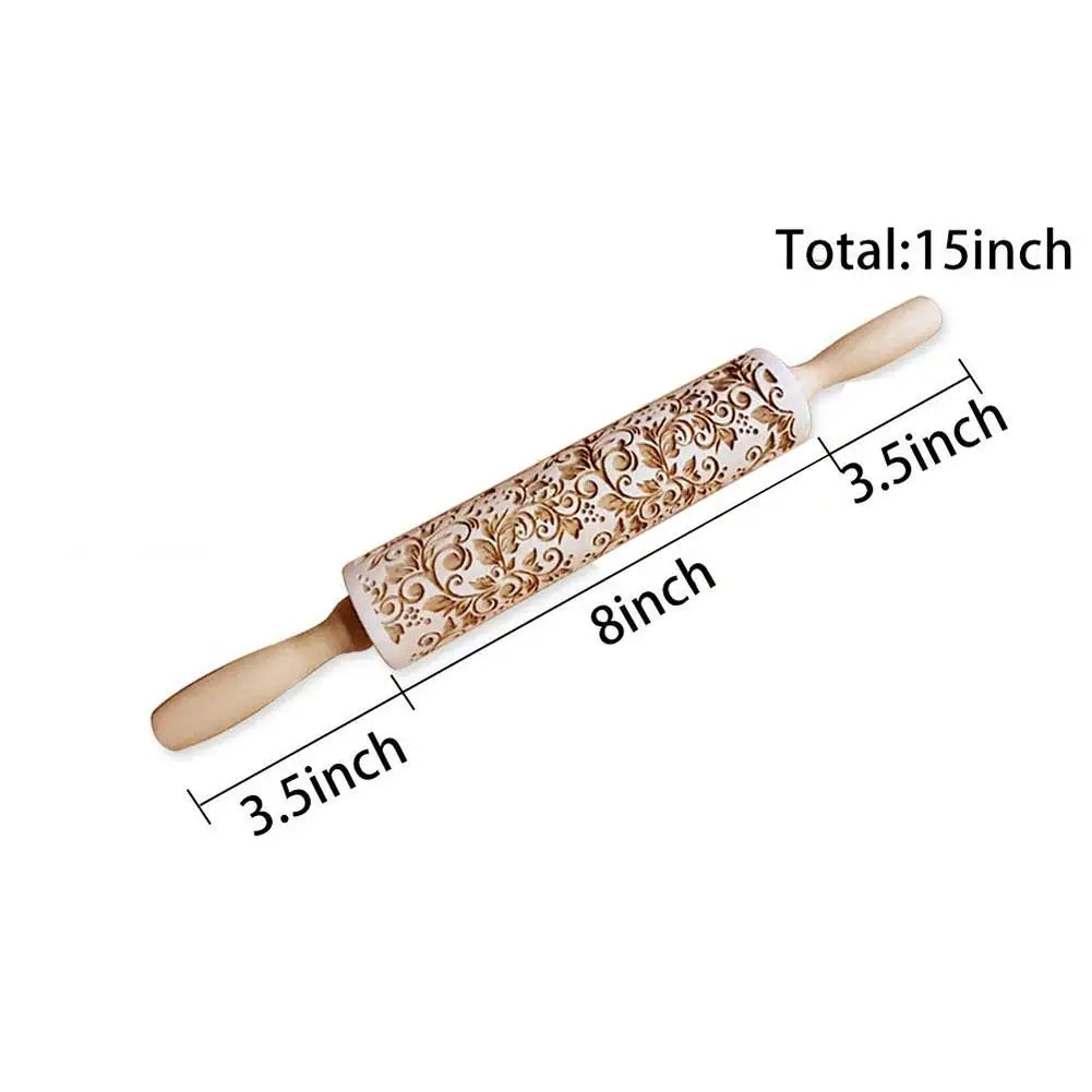 Christmas Engraved Wooden Rolling Pin