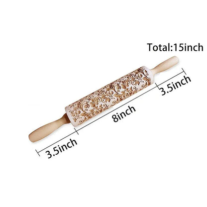 Christmas Engraved Wooden Rolling Pin