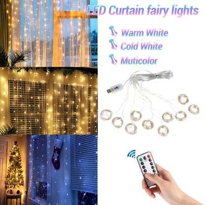 LED Christmas Curtain Lights Garland