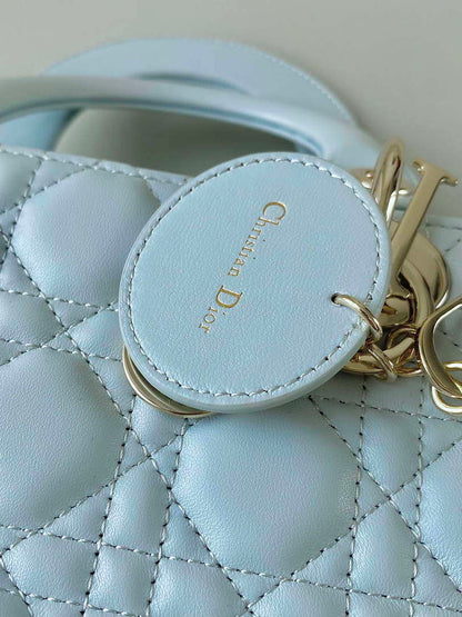 Small Lady Dior Bag Light Blue Cannage Lambskin