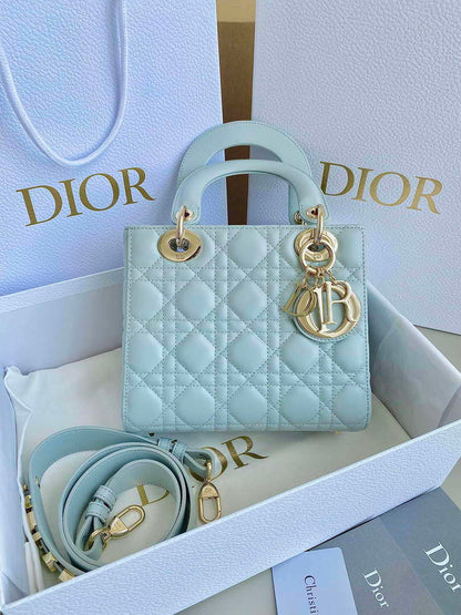 Small Lady Dior Bag Light Blue Cannage Lambskin