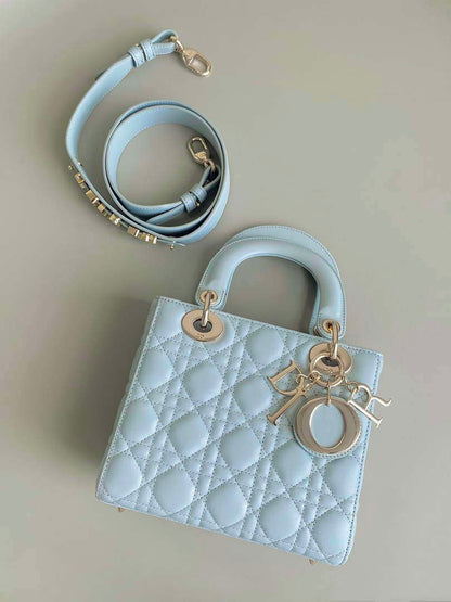 Small Lady Dior Bag Light Blue Cannage Lambskin