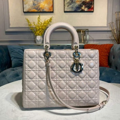 Large Lady Dior Bag Beige Cannage Lambskin