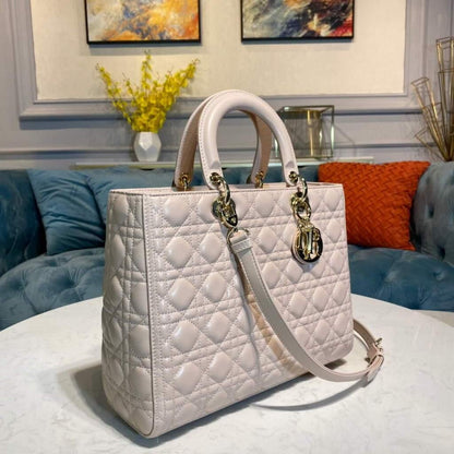 Large Lady Dior Bag Beige Cannage Lambskin