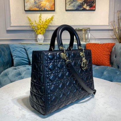 Large Lady Dior Bag Black Cannage Lambskin