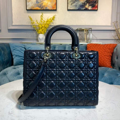 Large Lady Dior Bag Black Cannage Lambskin