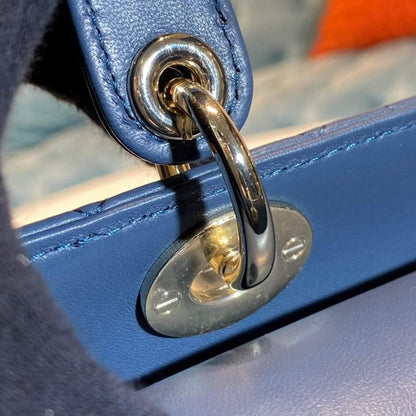 Large Lady Dior Bag Blue Cannage Lambskin