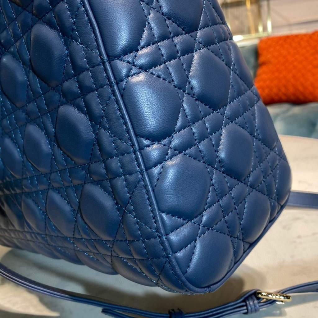 Large Lady Dior Bag Blue Cannage Lambskin