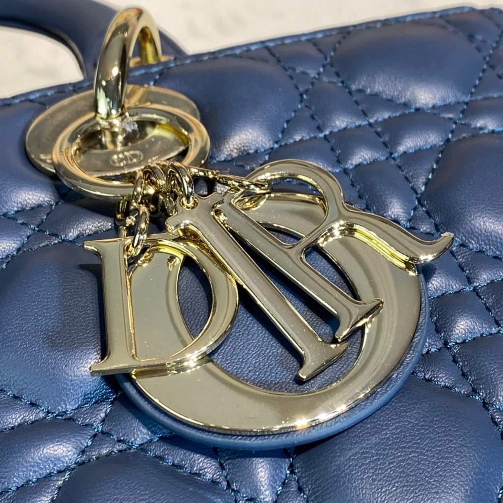 Large Lady Dior Bag Blue Cannage Lambskin