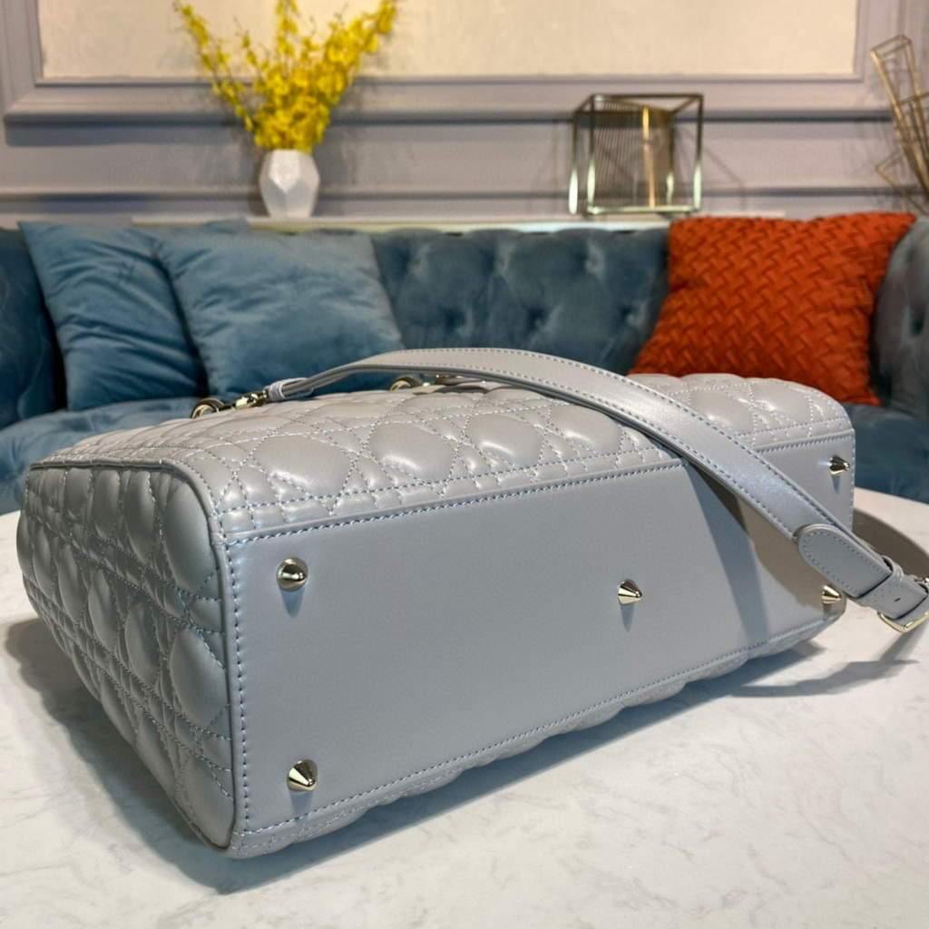 Large Lady Dior Bag Gray Cannage Lambskin