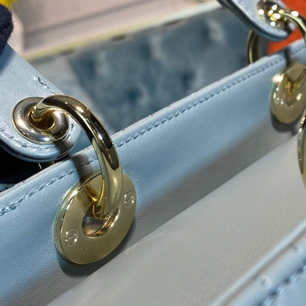 Large Lady Dior Bag Lake Blue Cannage Lambskin