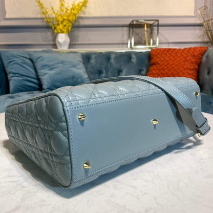 Large Lady Dior Bag Lake Blue Cannage Lambskin