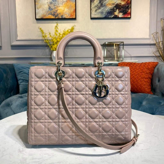 Large Lady Dior Bag Pink Cannage Lambskin